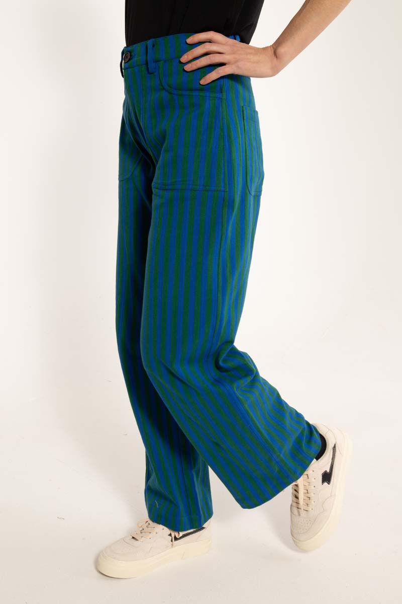 Danedaisy Light Canvas Pants Dark Pine/Deep Blue
