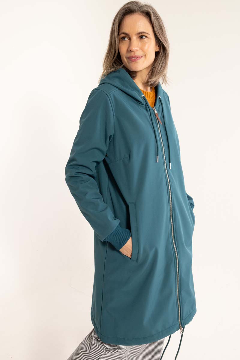 Softshell frakke til dame i petrol