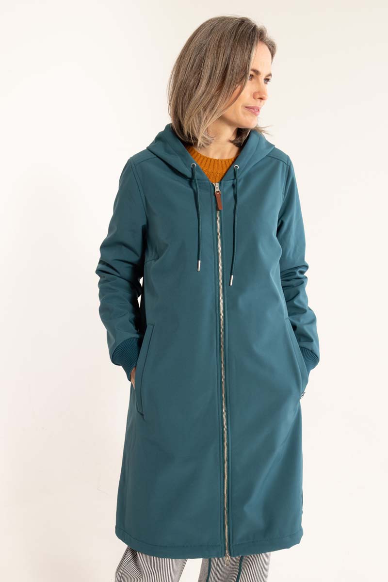 Softshell frakke til dame i petrol