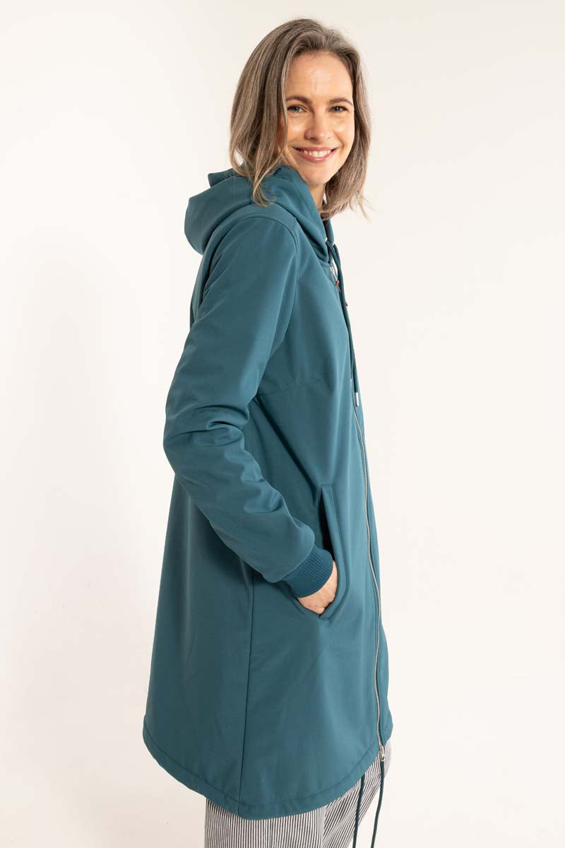 Softshell frakke til dame i petrol