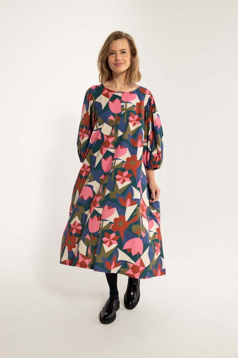 Daniris Seersucker Dress Dark Slate GEOFLEUR