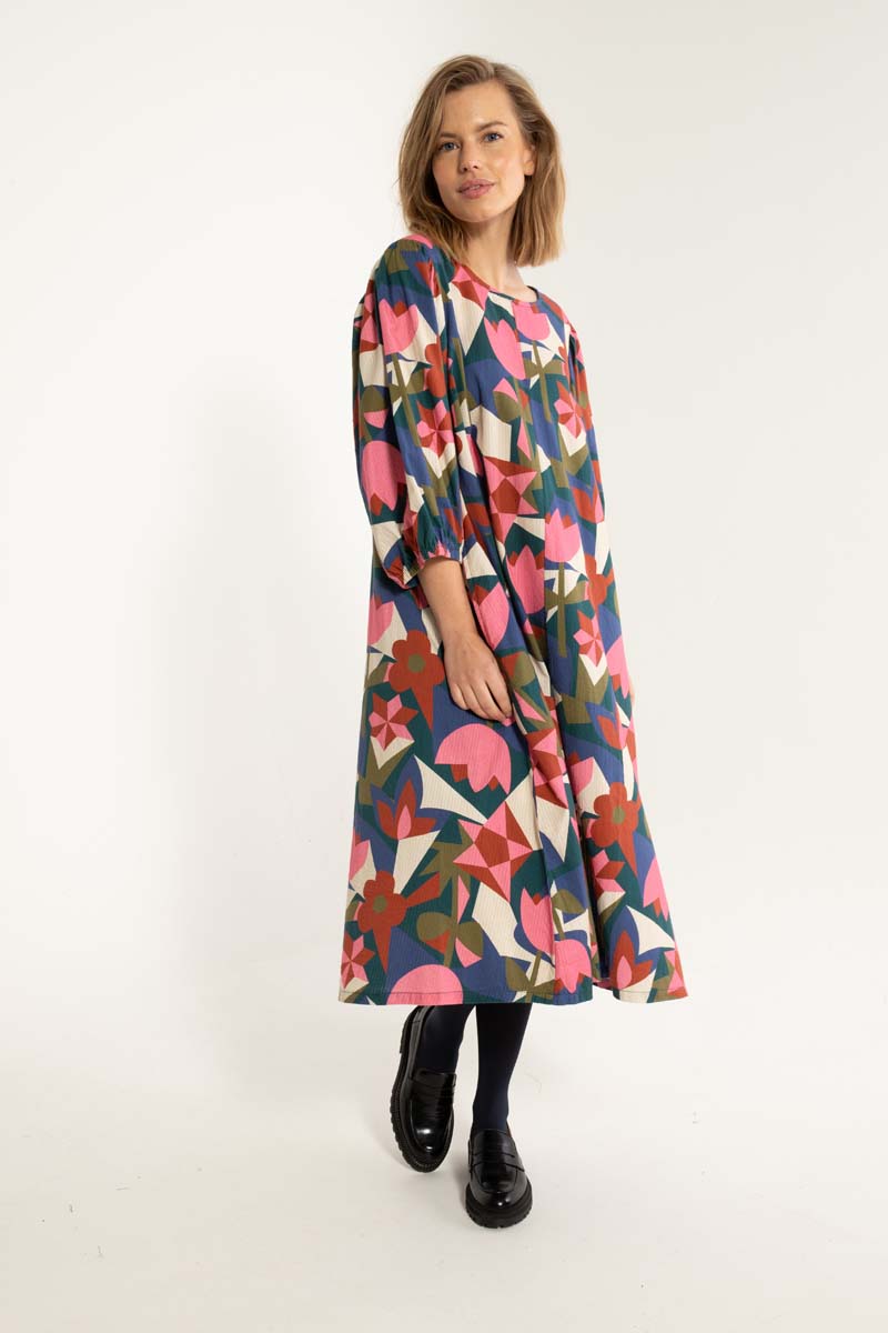 Daniris Seersucker Dress Dark Slate GEOFLEUR