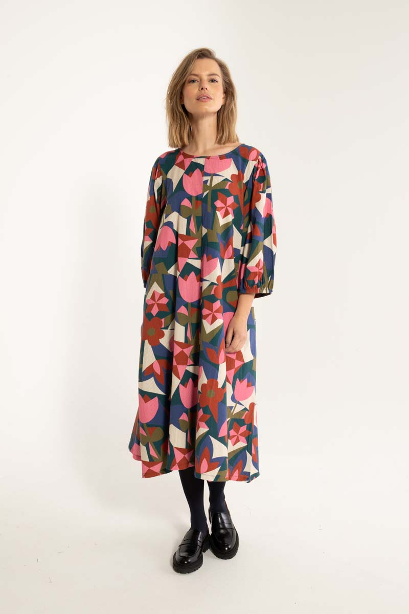 Daniris Seersucker Dress Dark Slate GEOFLEUR