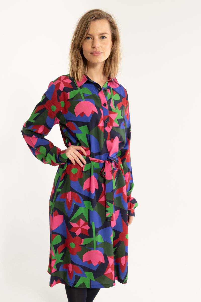 Daneheritage Viscose Dress Dark Navy GEOFLEUR