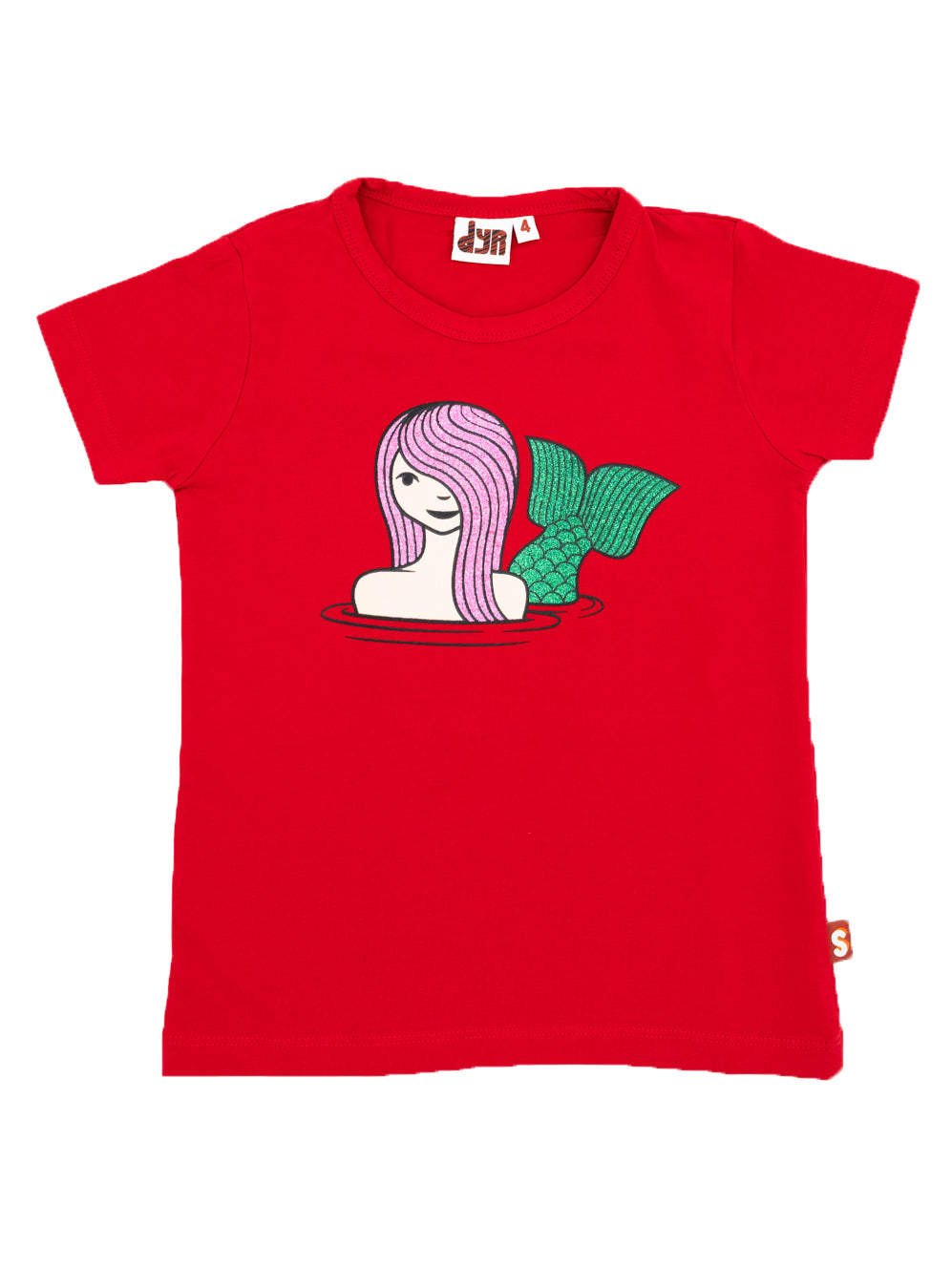 Fin rød t-shirt til børn med print af havfrue fra Dyr Cph