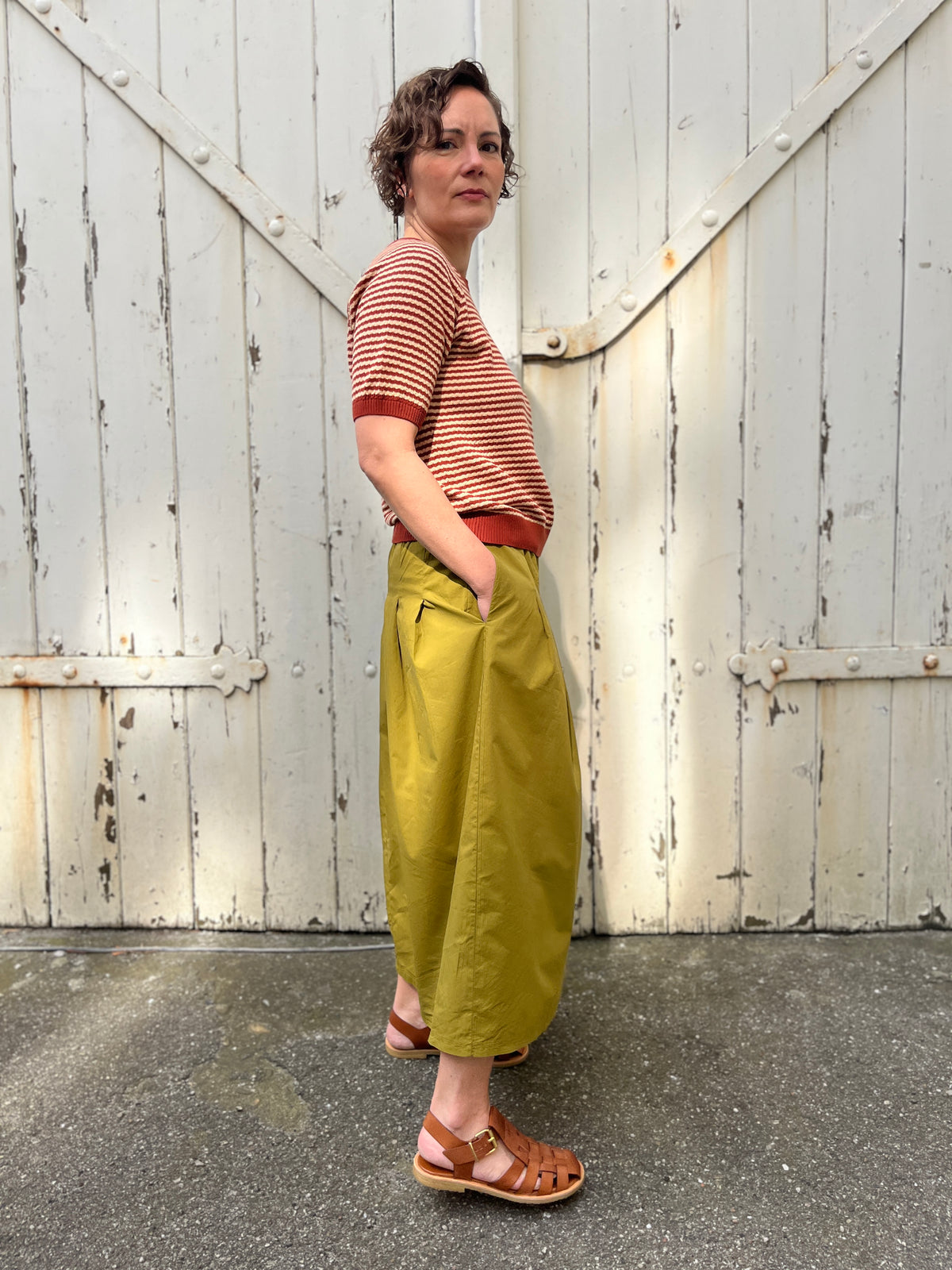 Daneminna Smooth Poplin Skirt Olive