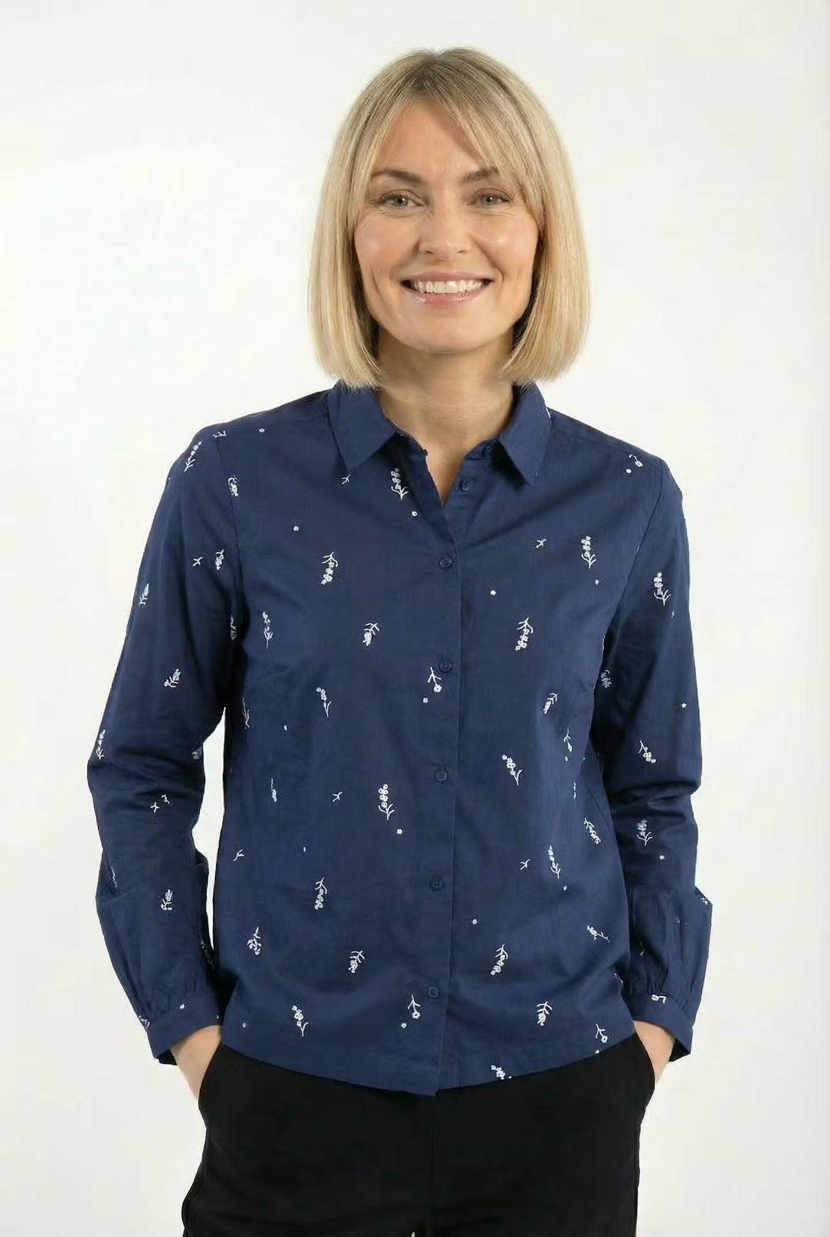 Danenovember Poplin Shirt Dusty Navy MARKBLOMST