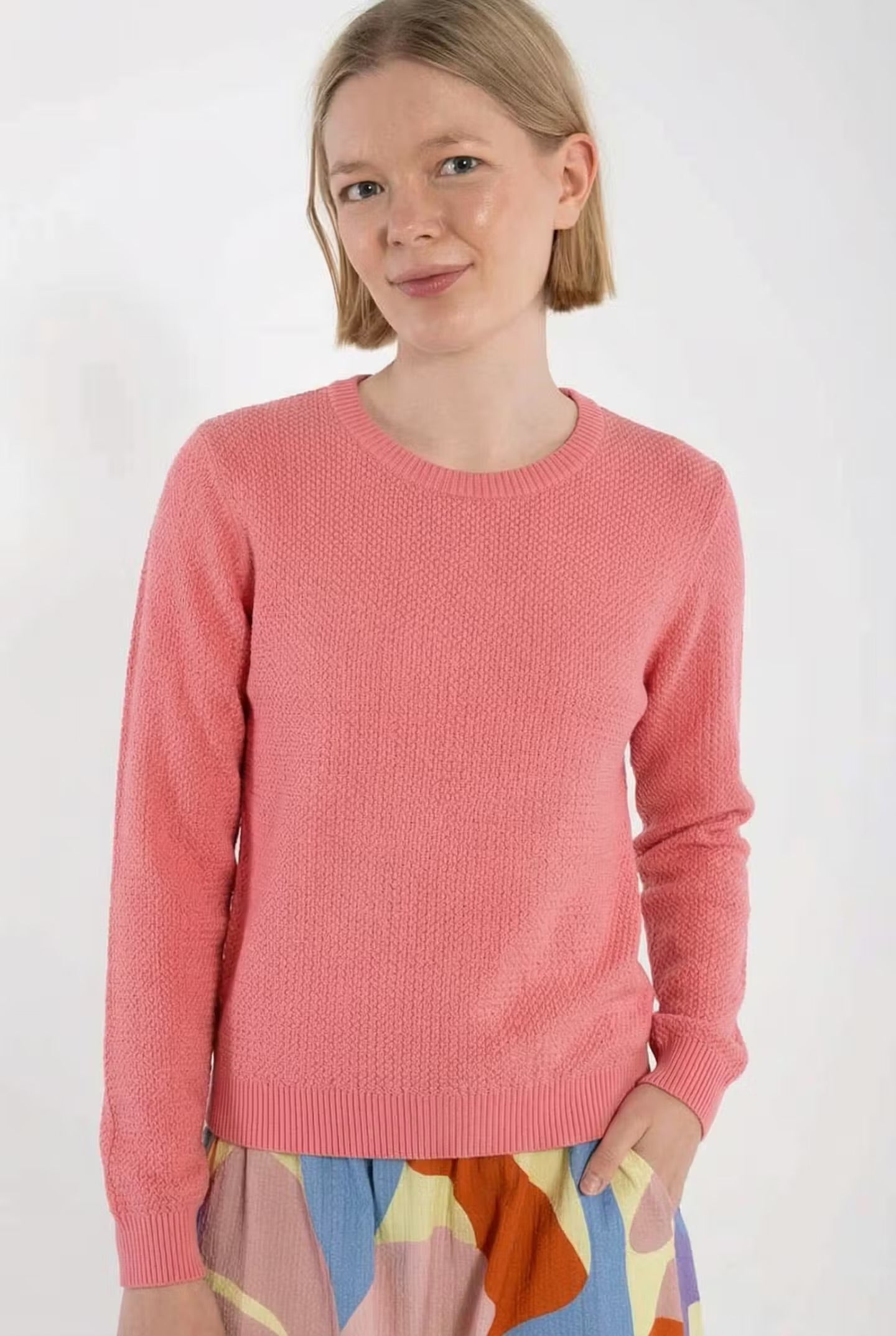 Danepearly Pearl Knit Sweater Bright Coral