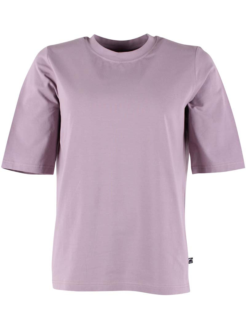 T-shirt i støvet rosa med violette undertoner til kvinder