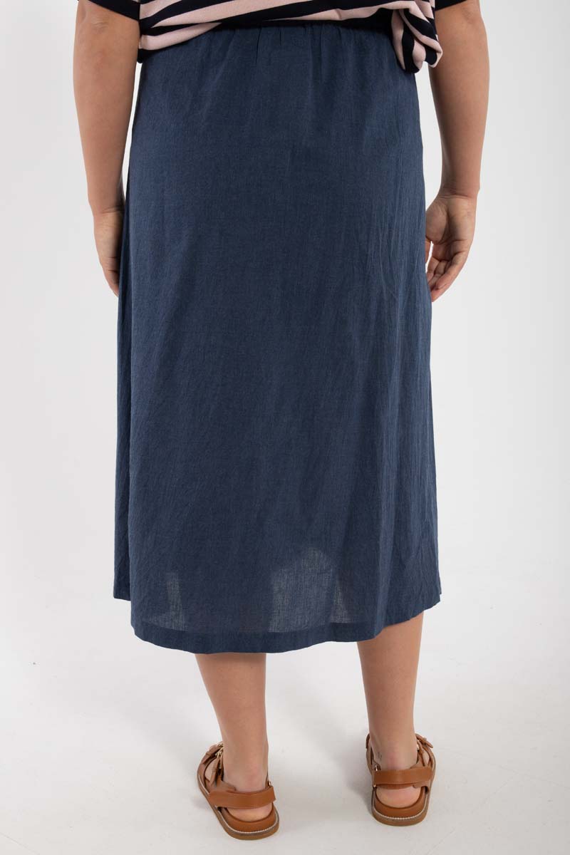 Fin nederdel med elastik i bomulds chambrey til kvinder