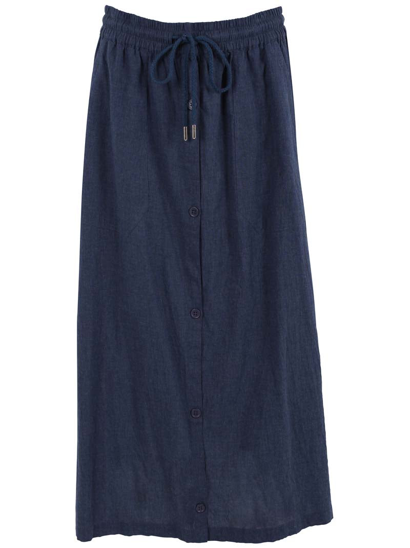 Fin nederdel med elastik i bomulds chambrey til kvinder