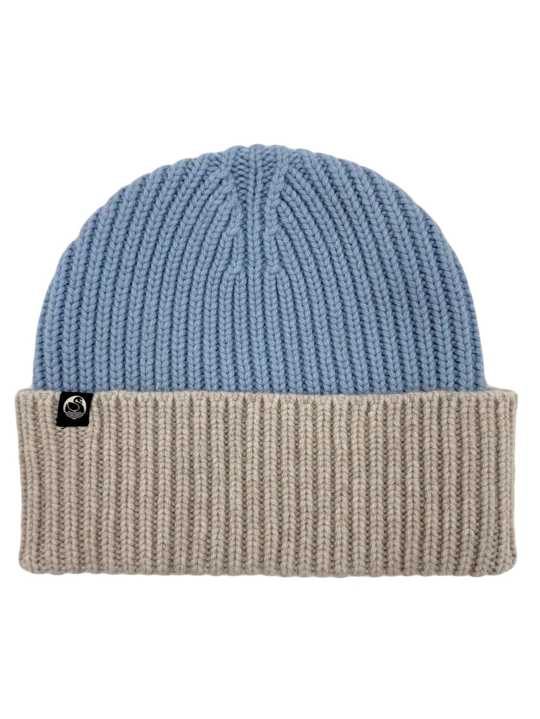 Fin lyseblå og beige hue i 100% merinould