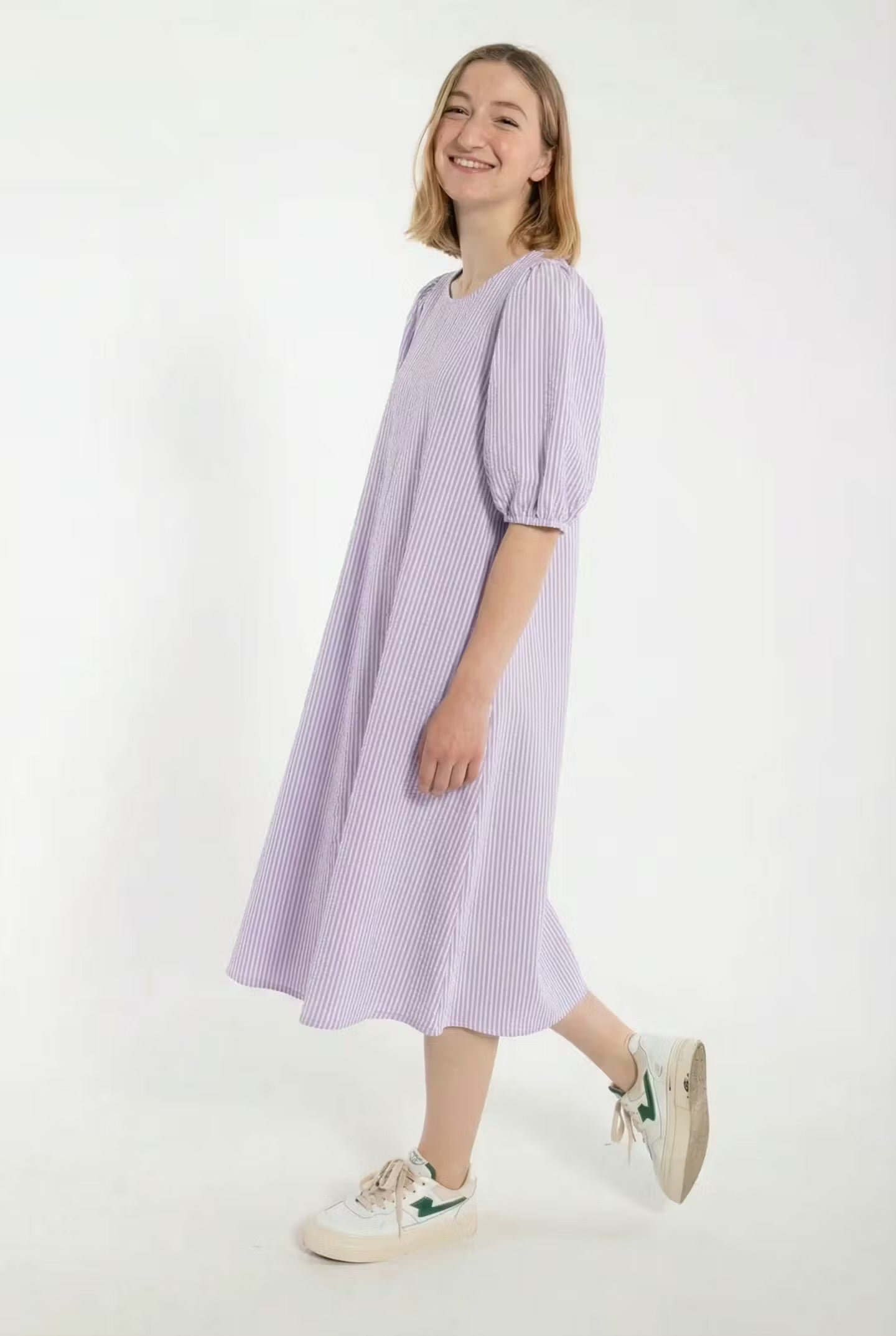 Daniris Seersucker Dress Lavender/Chalk