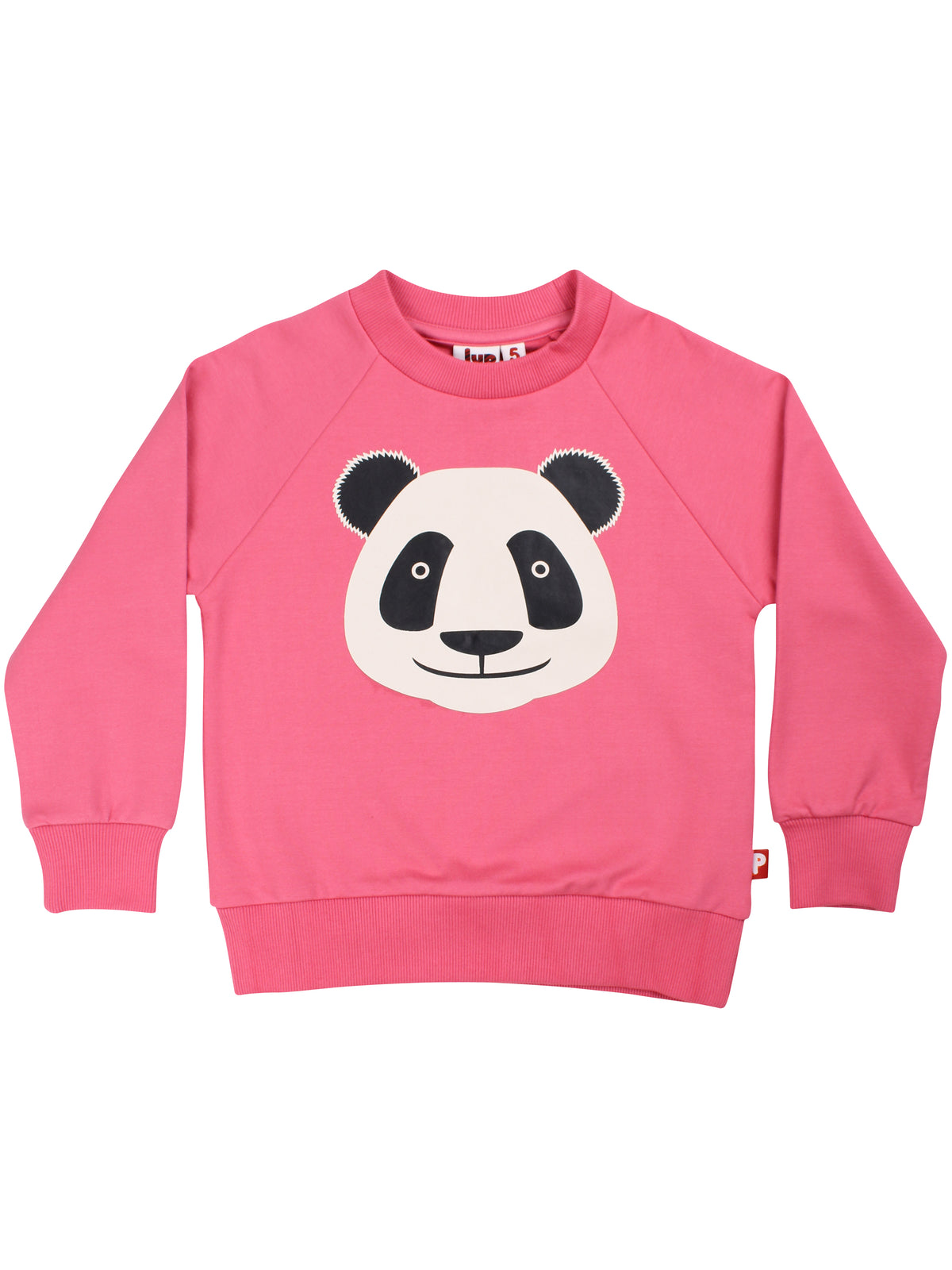 Skøn kirsebærlyserød sweatshirt til børn med print af panda