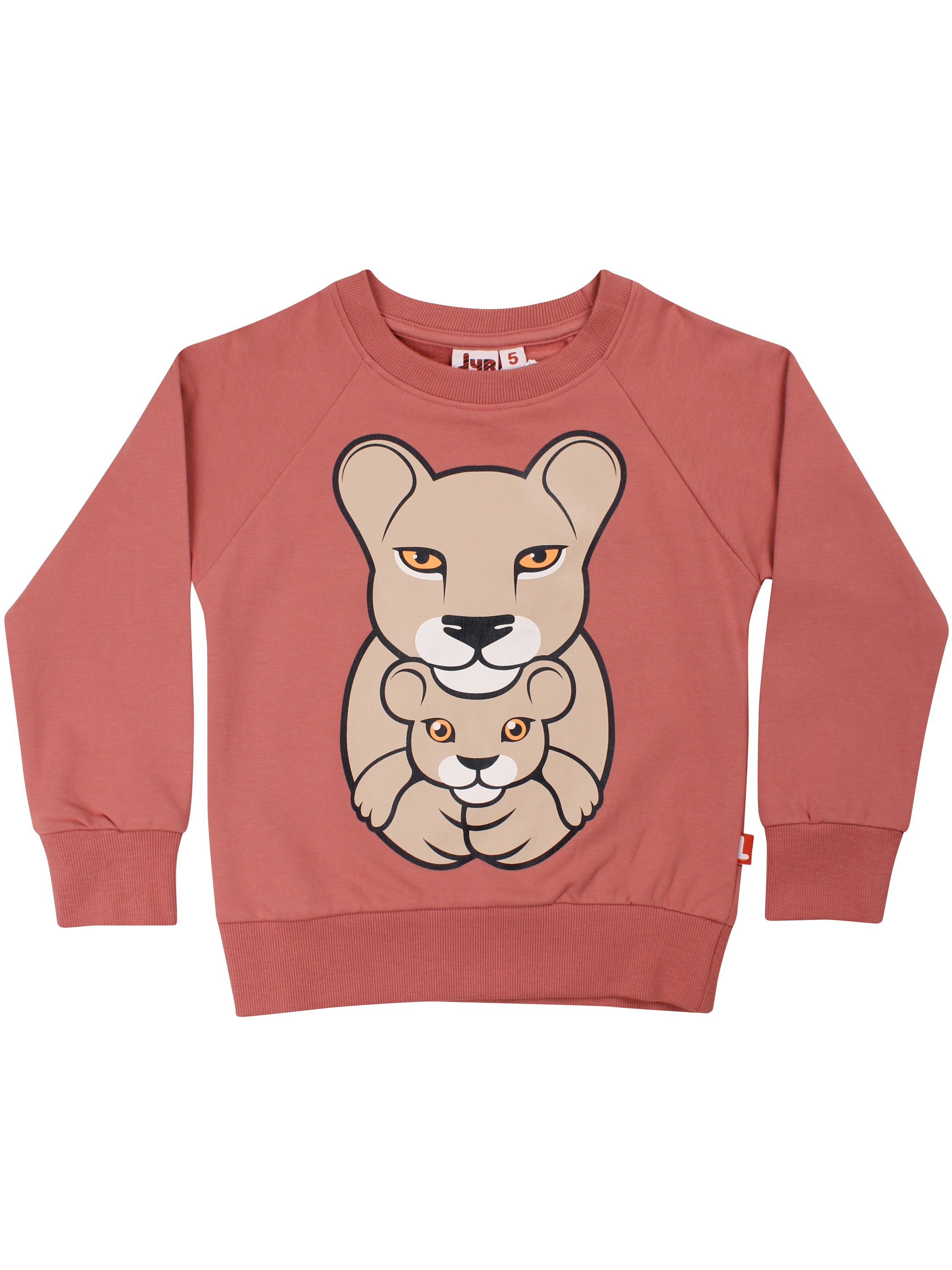 Skøn sweatshirt til børn med print af en løvemor og en løveunge