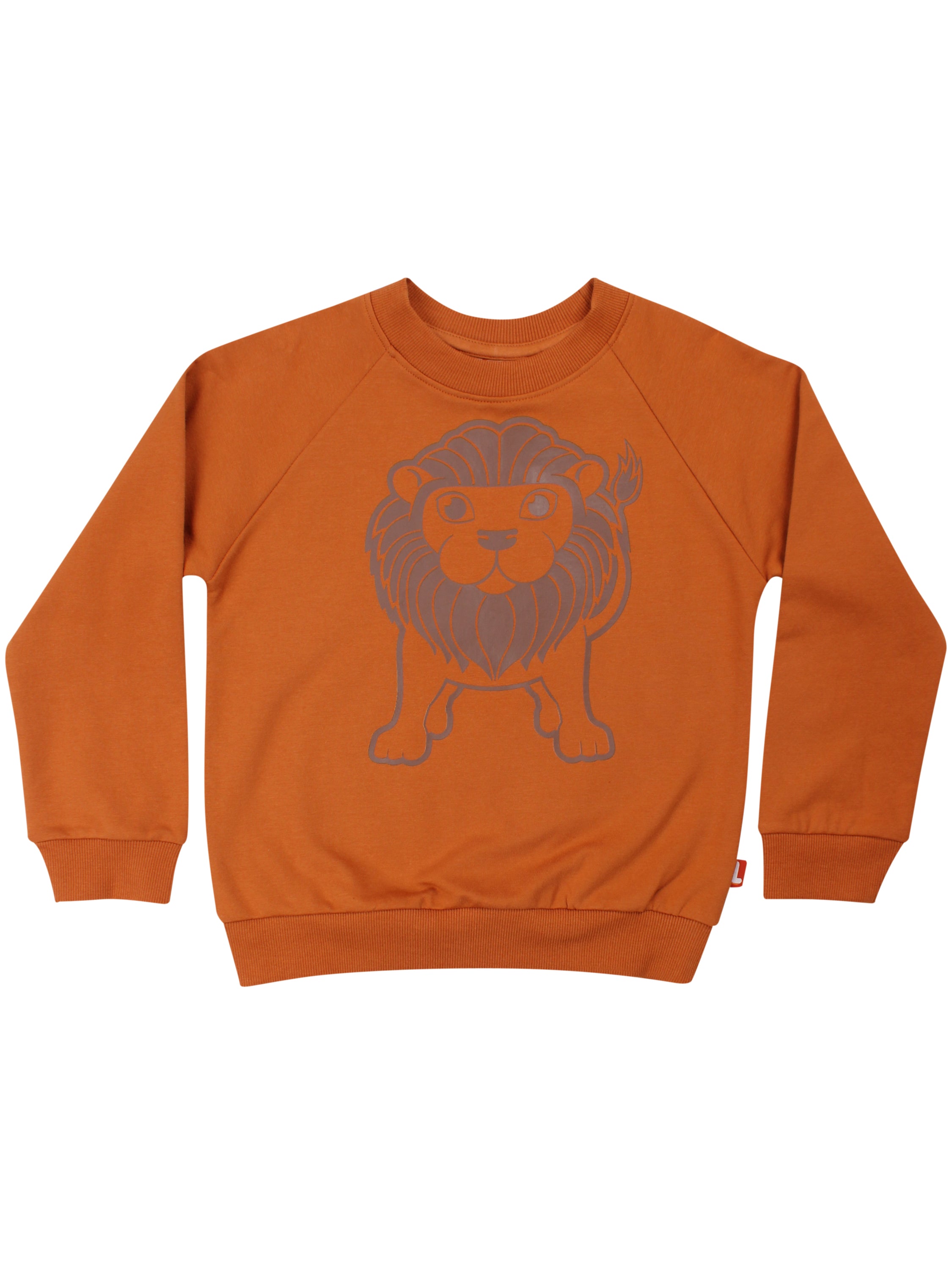 Skøn gulbrun sweatshirt til børn med print af stor løve