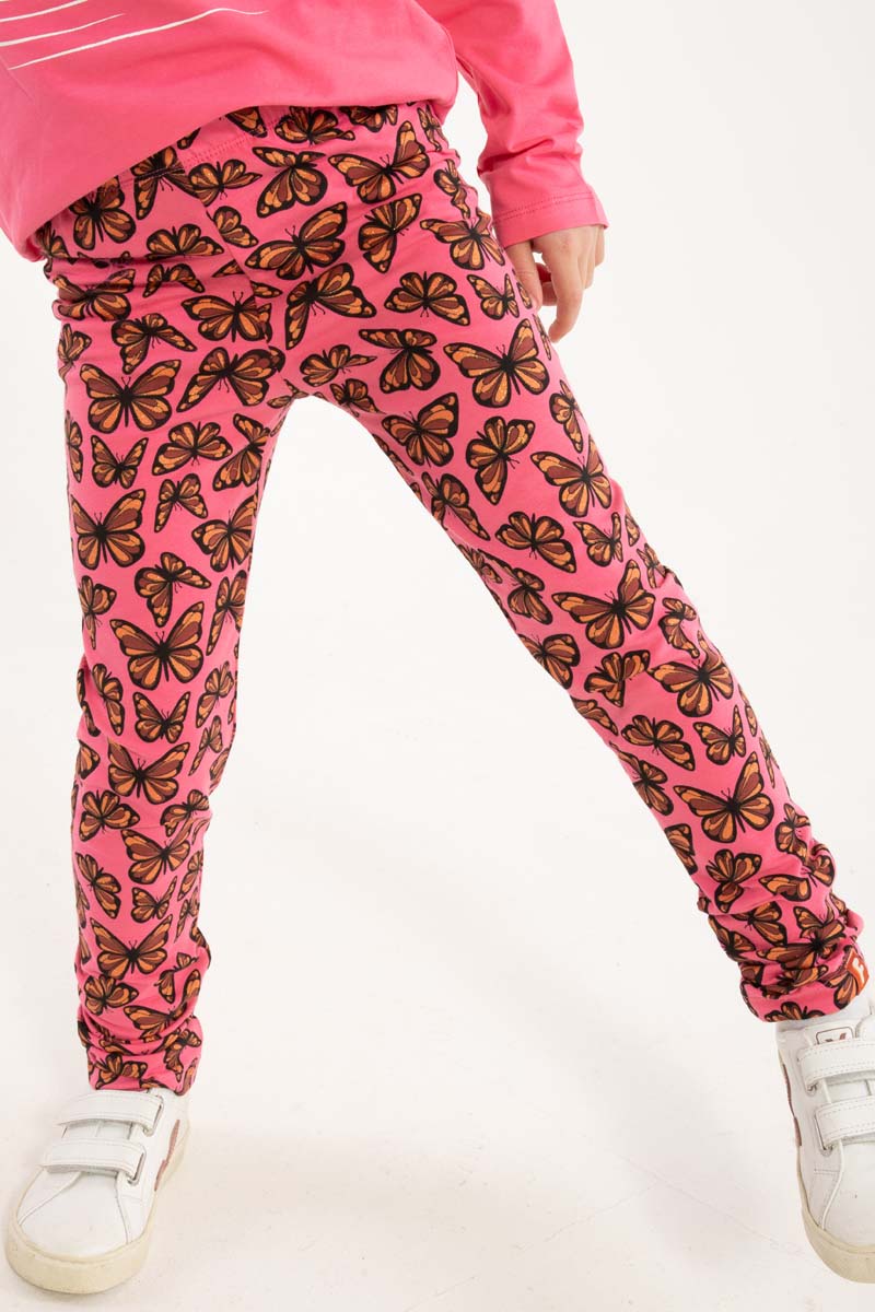 Søde leggings til børn med print af fine sommerfugle