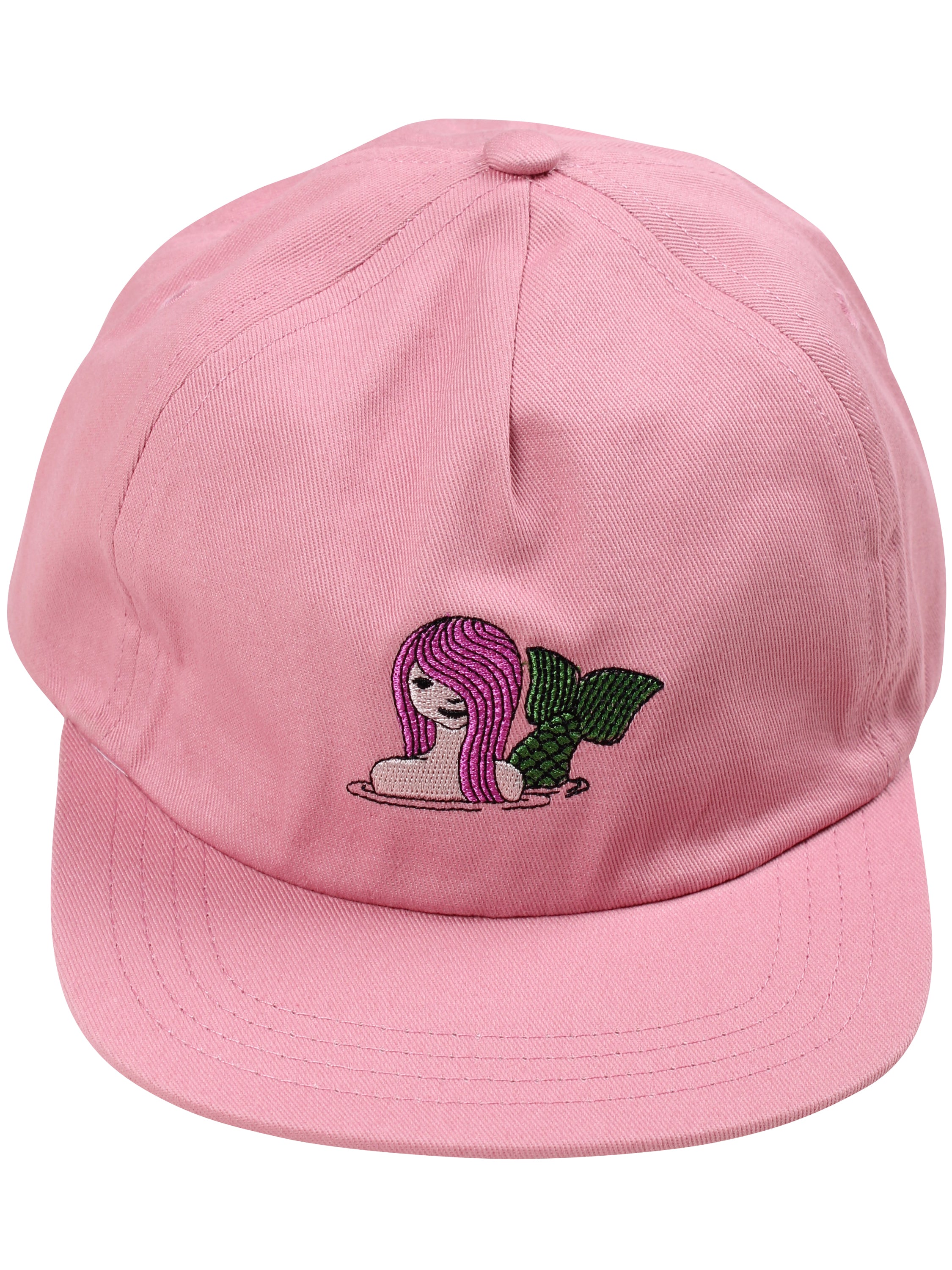 Fin lyserød kasket i bomuldstwill til børn med print af havfrue