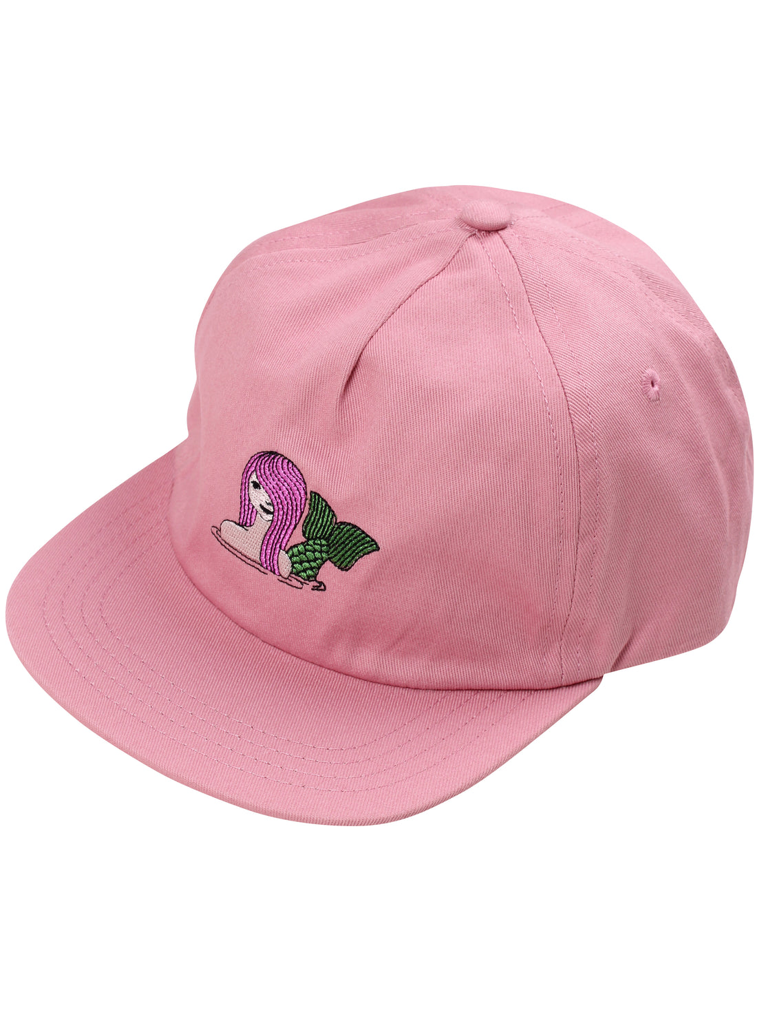 Fin lyserød kasket i bomuldstwill til børn med print af havfrue