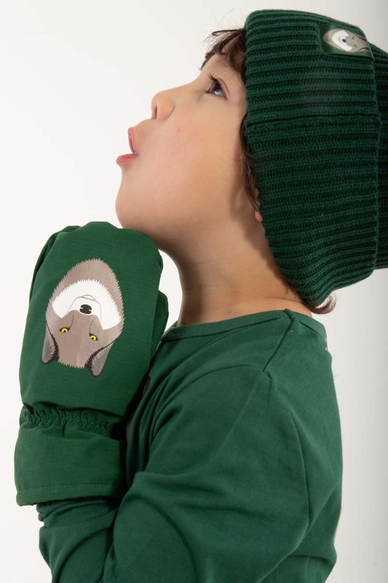 Fine luffer til børn med print af sej ulv