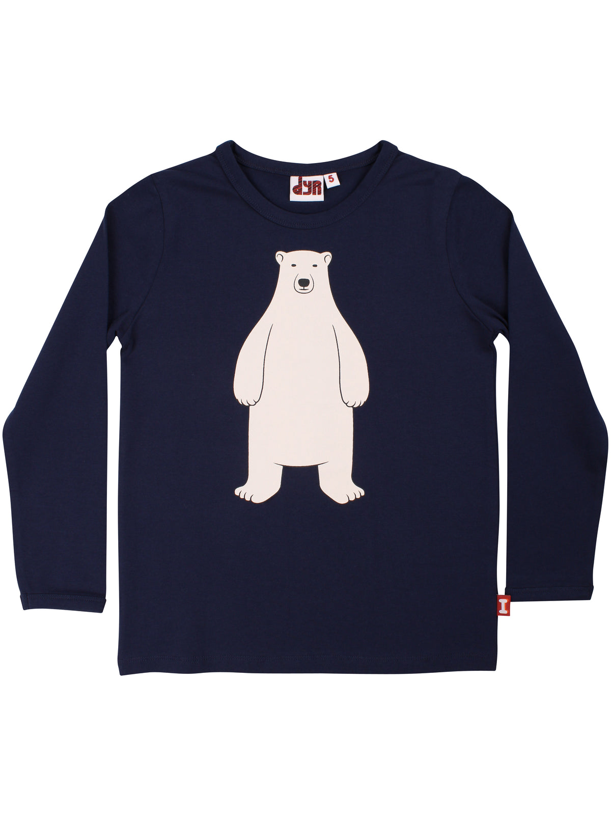 Lækker langærmet bluse i navyblå med print af isbjørn til børn fra Dyr Cph