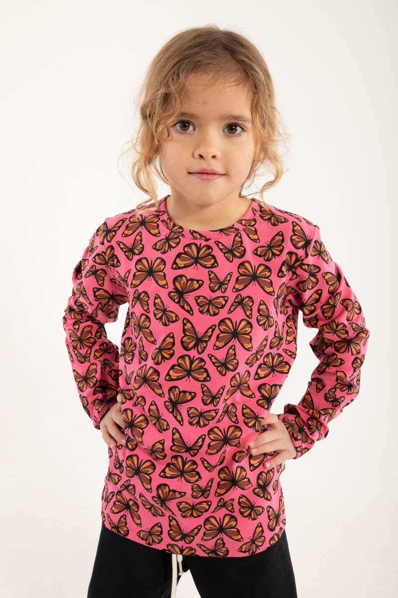 Lækker bluse til børn med print af sommerfugle