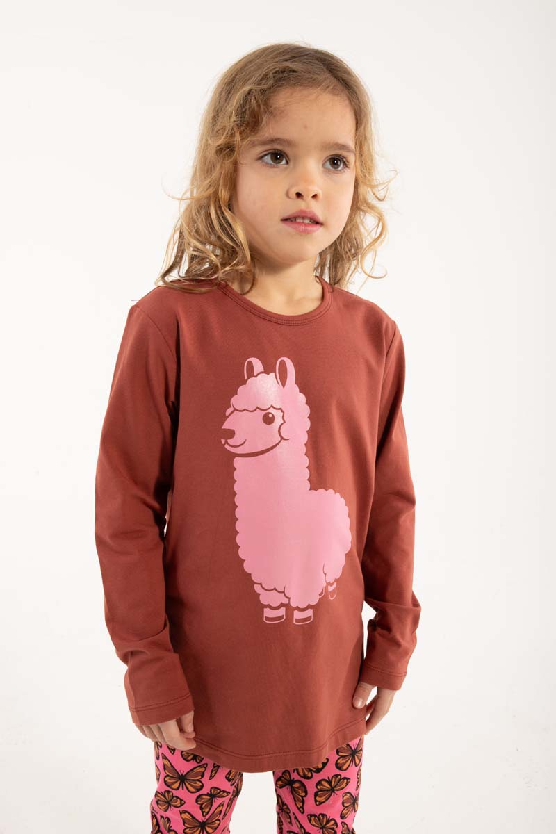Lækker bluse til børn med print af lama