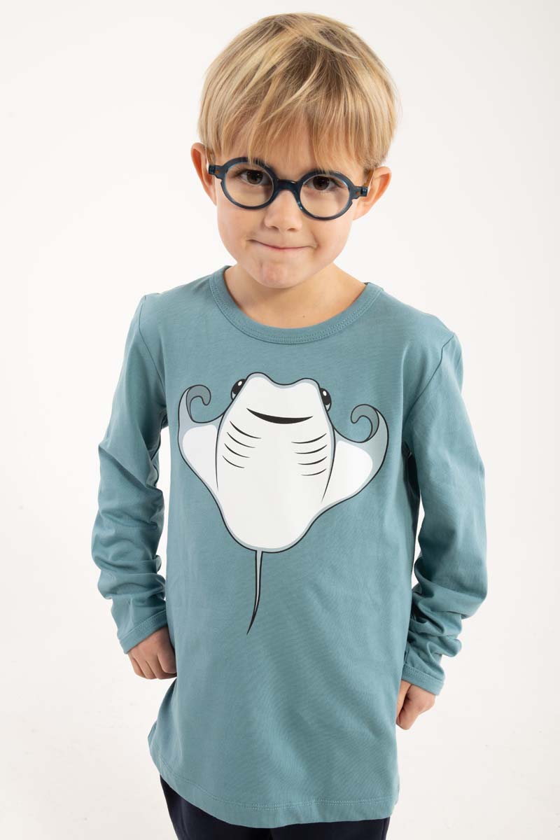 Langærmet bluse til børn med print af rokke