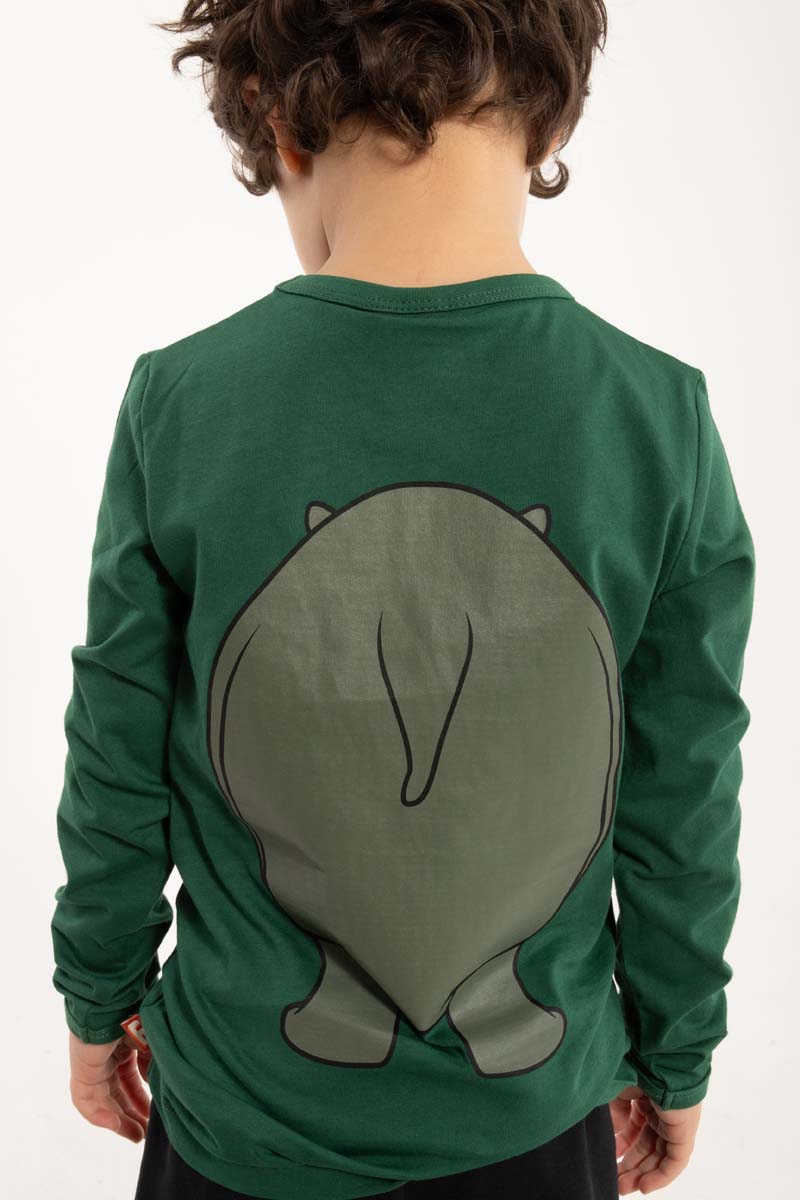 Sød bluse til børn med print af flodhest