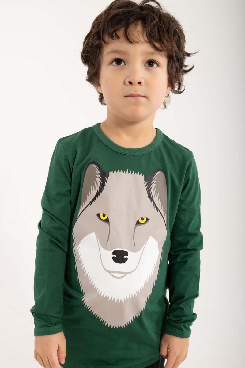 Sød bluse til børn med print af ulv