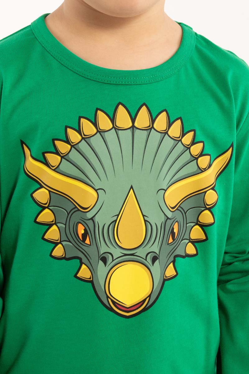 Sød bluse til børn med print af triceratops-dinosaur
