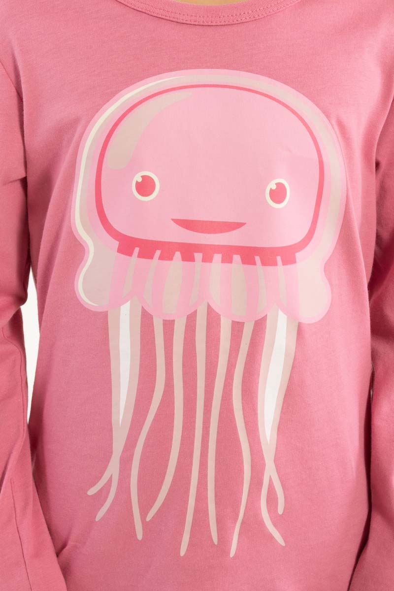 Lyserød bluse til børn med vandmand