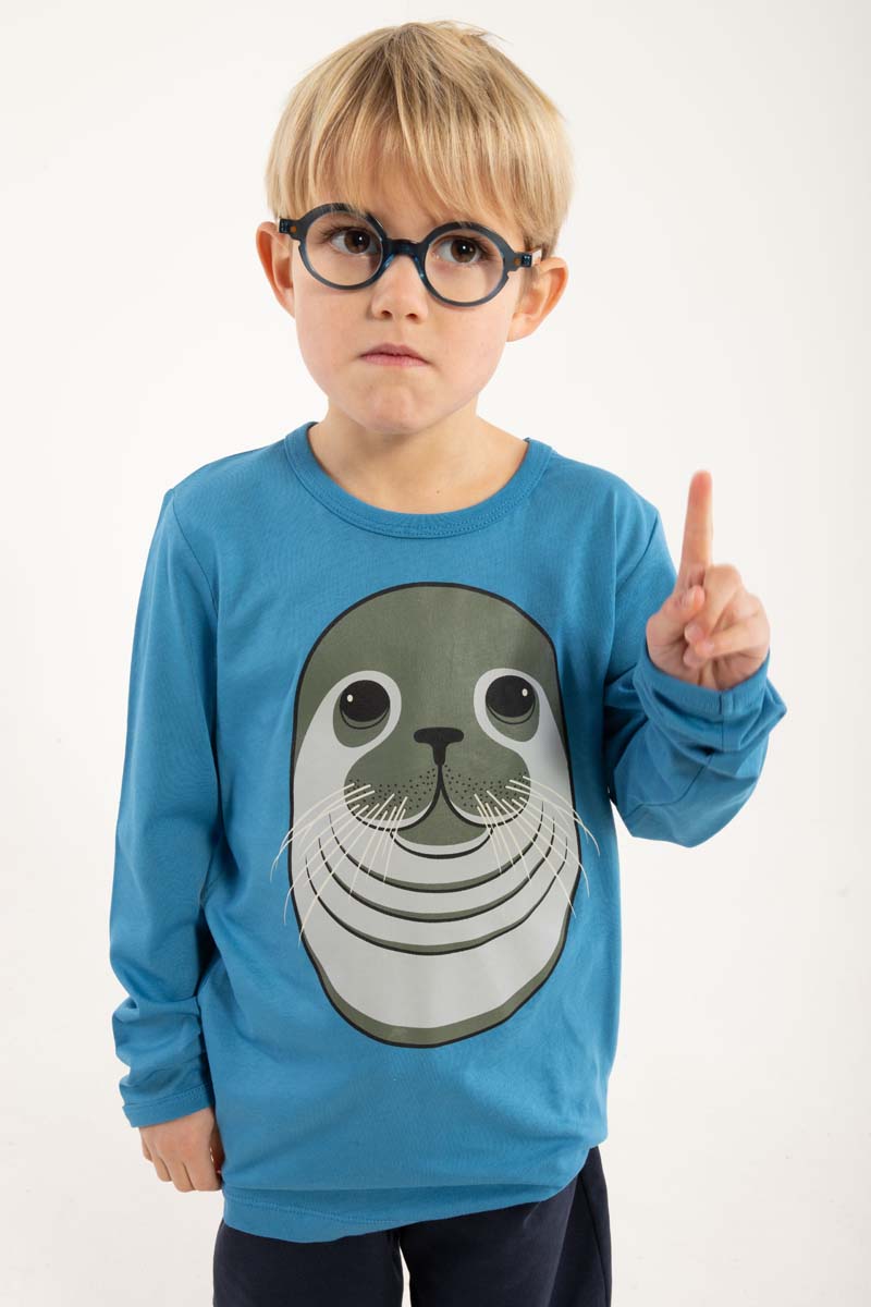 Sød bluse til børn med print af sæl