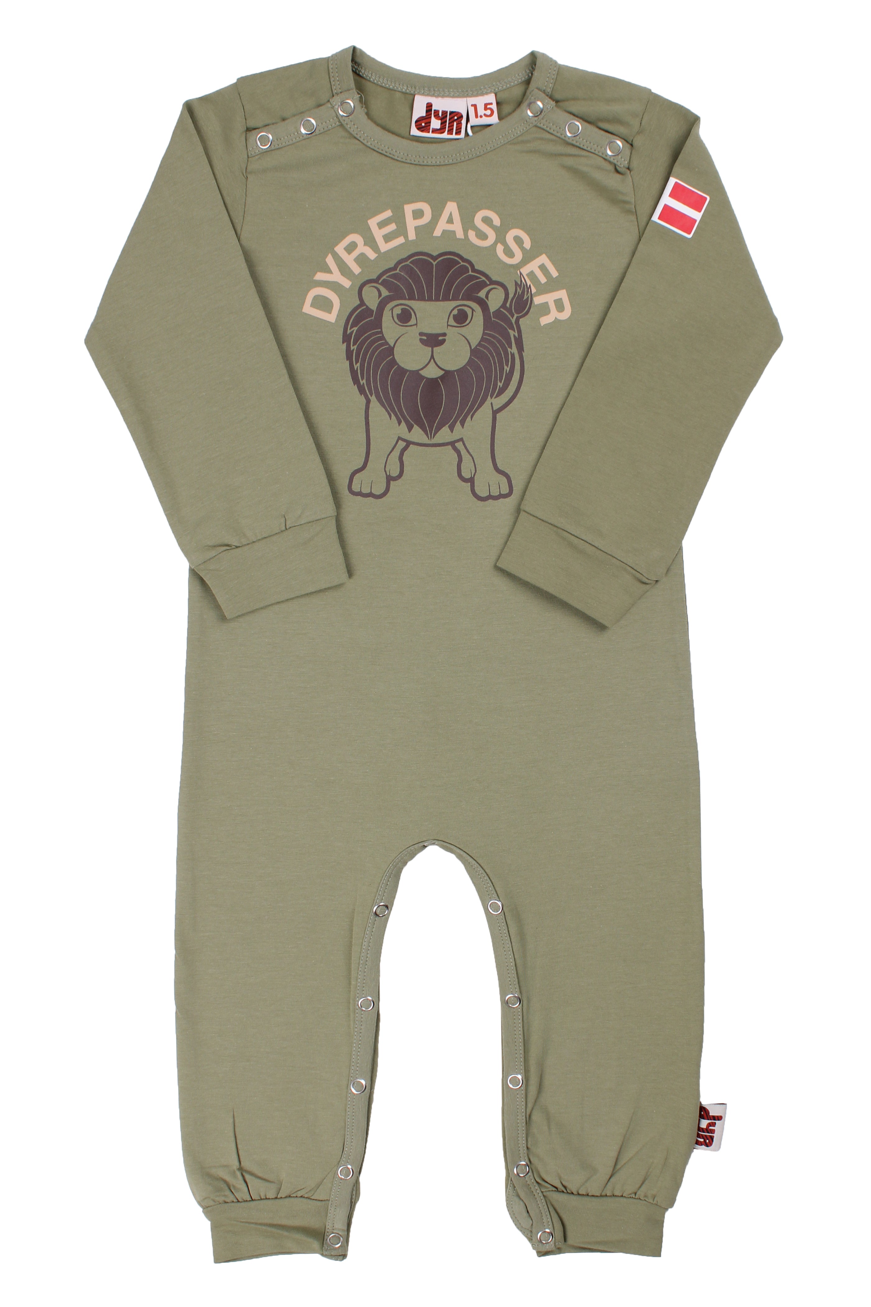 Sød heldragt til babyer med print af løve