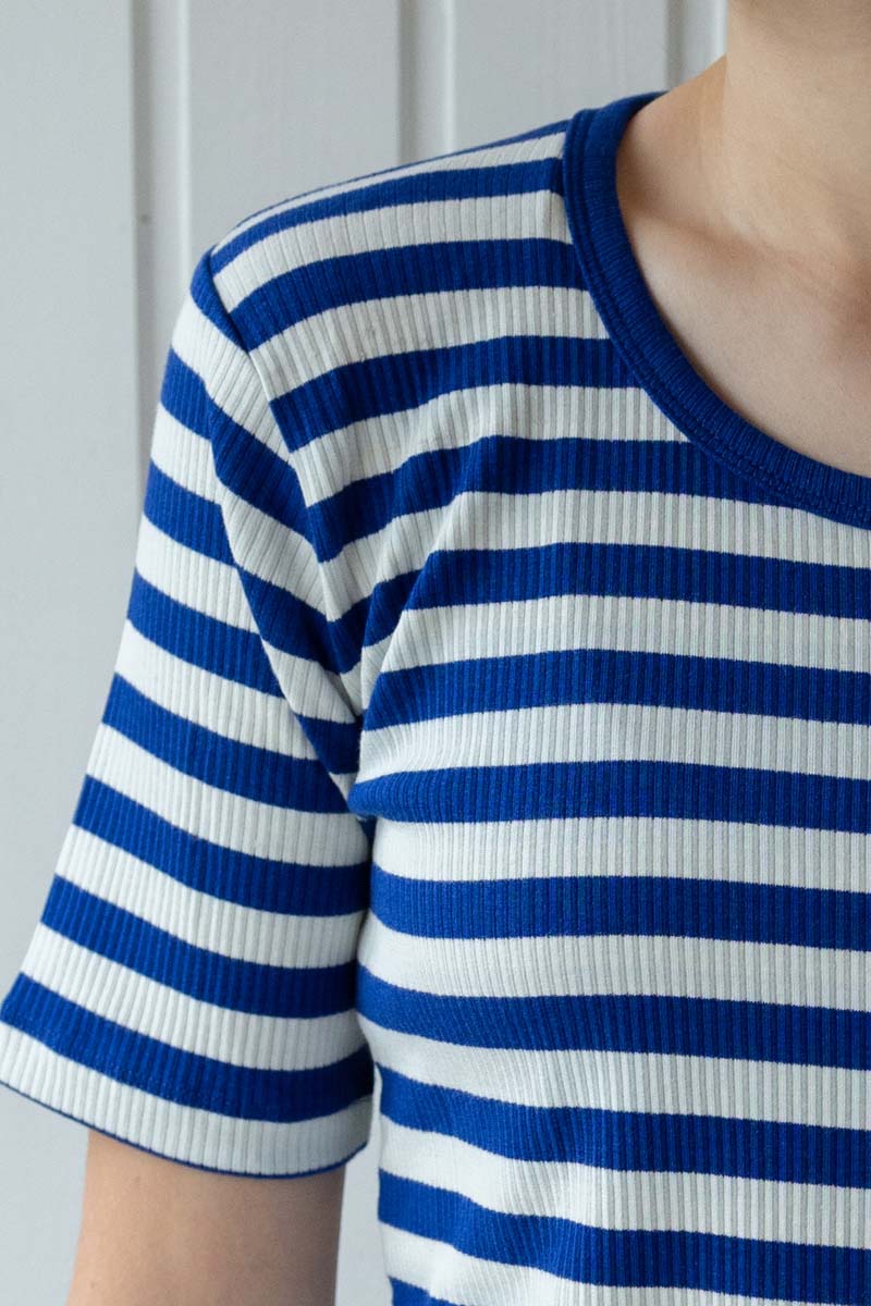 ESS - Danefriend Ribbing Tee Deep Blue/Chalk