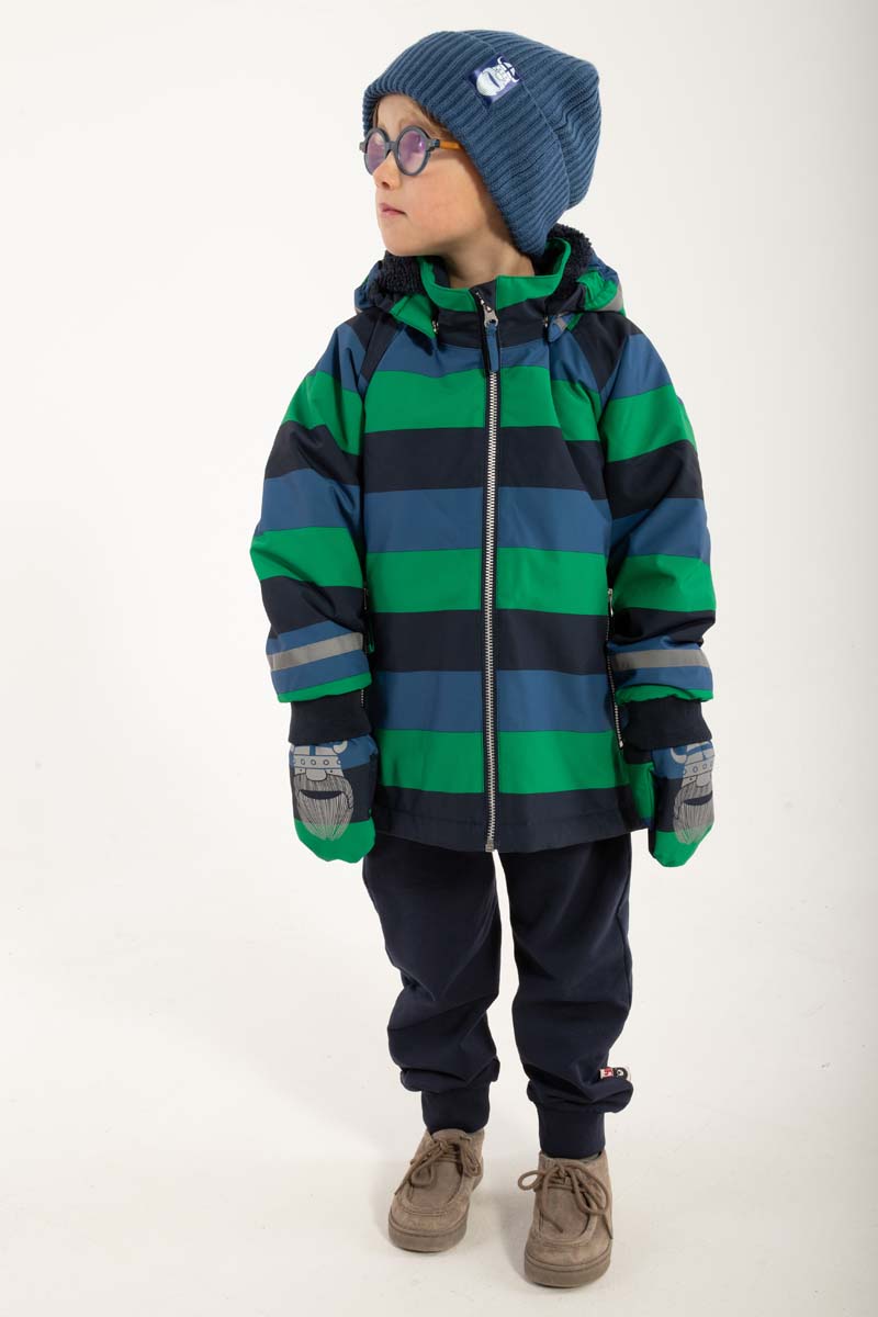 Vinterjakke til børn med striber
