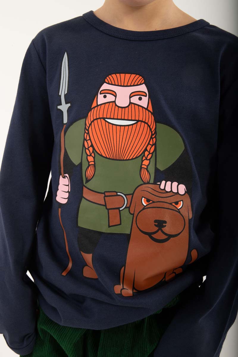 Bluse til børn med viking og hund