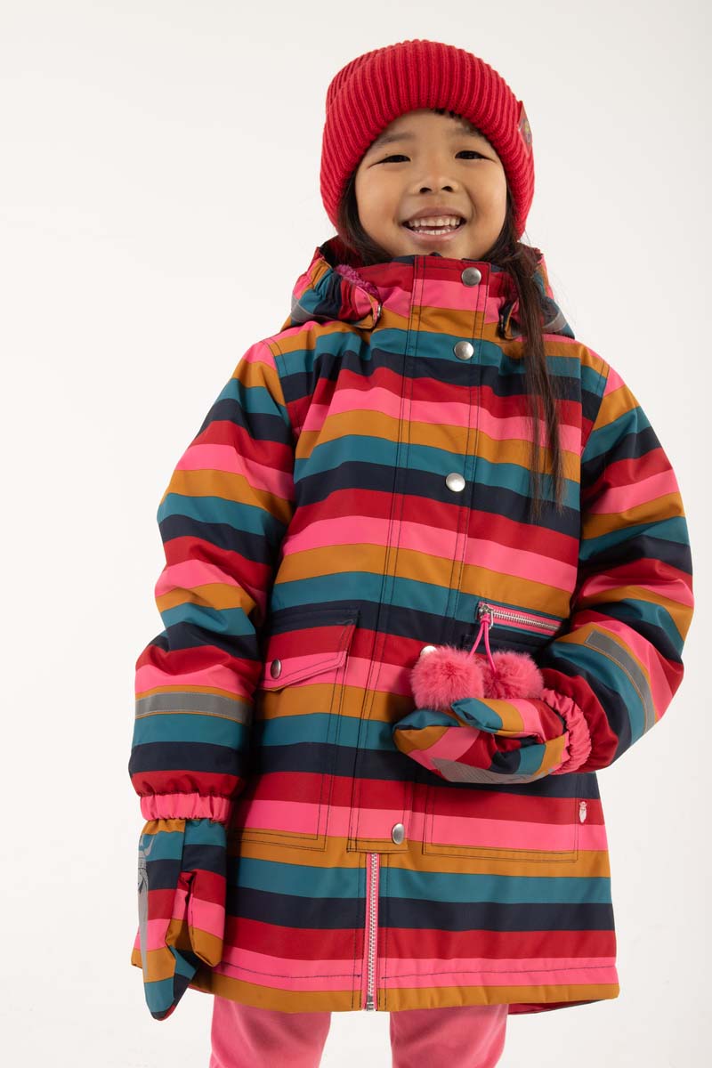 Stribet vinterjakke til pige
