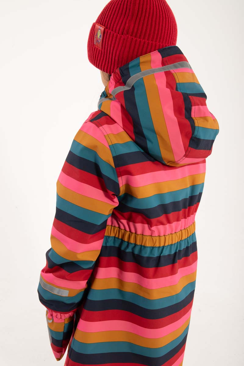 Stribet vinterjakke til pige