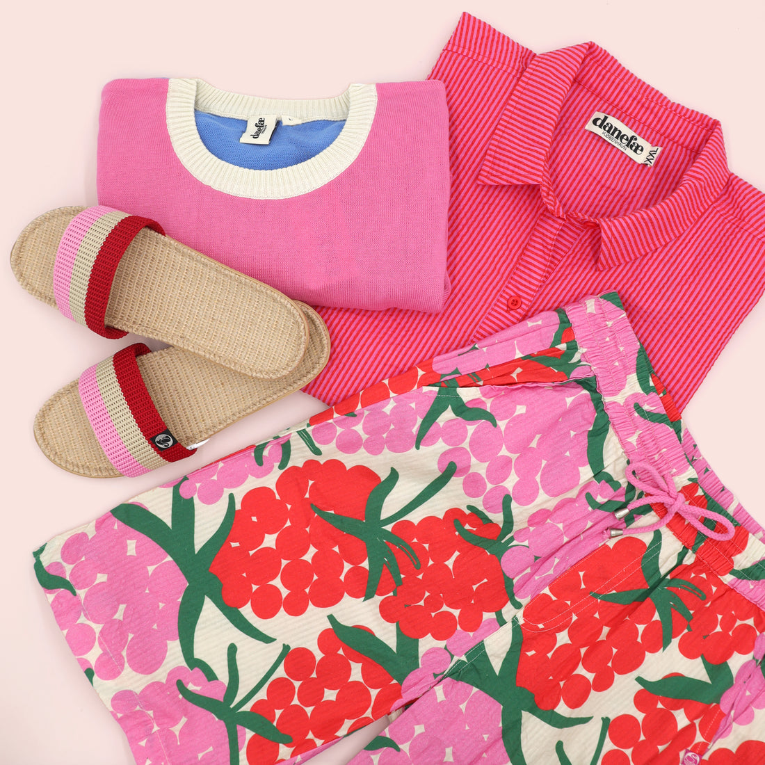 Danelulu Slippers Pink/Beige/Red