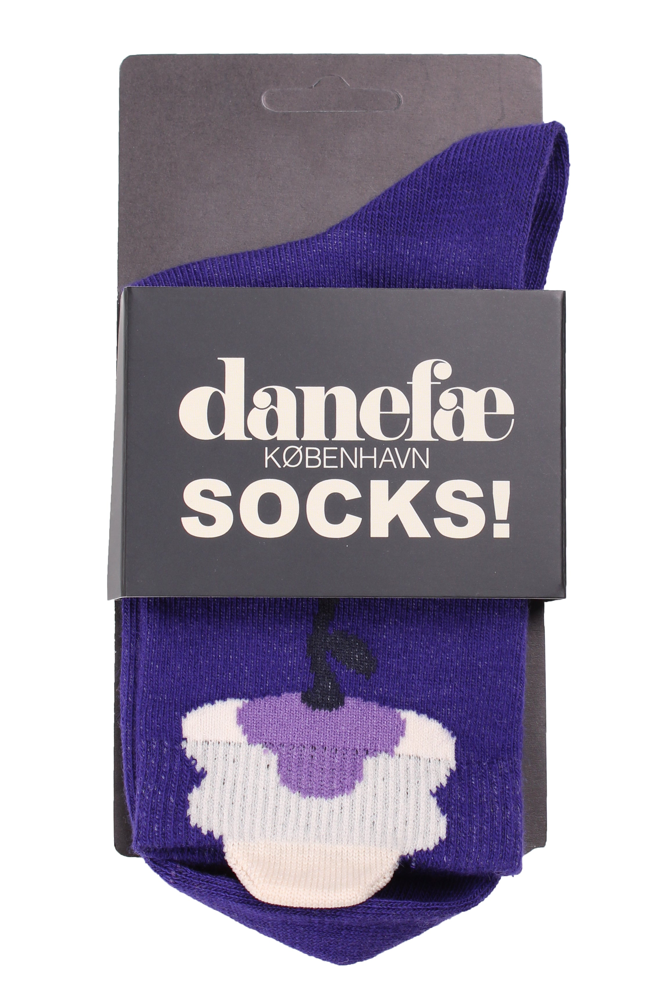 Søde sokker i mørkeblå nuance med fint motiv af blomst til kvinder fra Danefæ