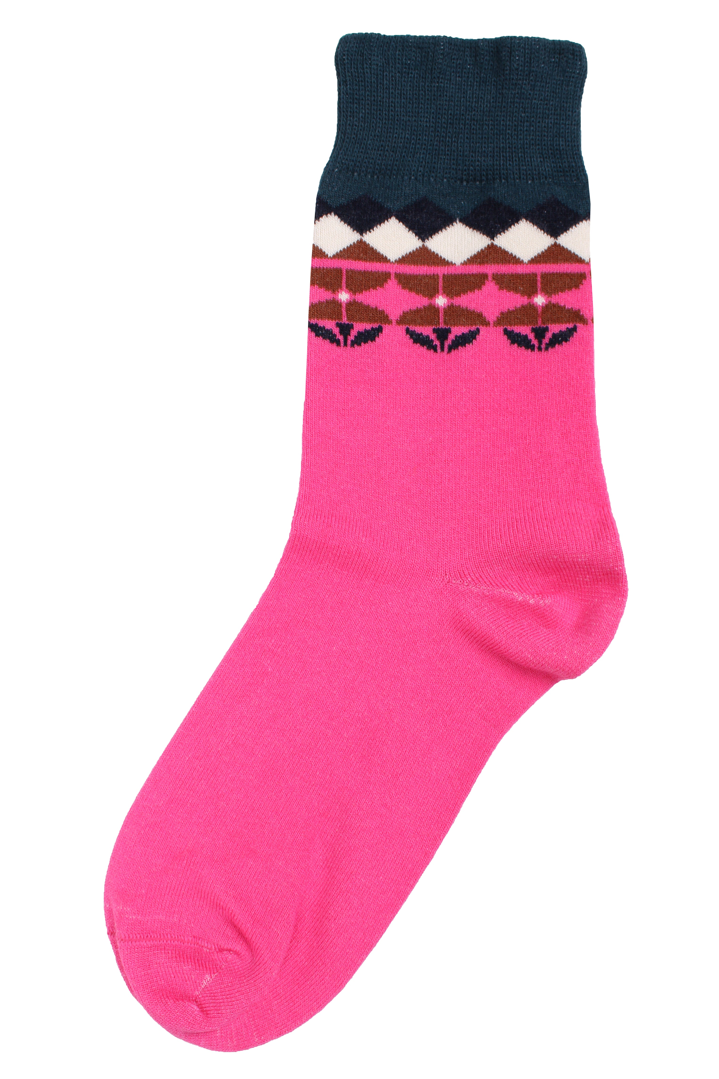 Danecountryside Wool Socks Spicy Pink Jaquard
