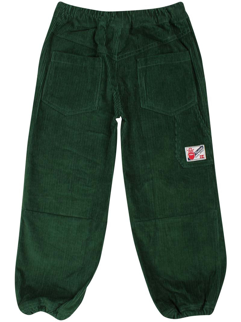 Oversized fløjlsbukser til børn i mørkegrøn