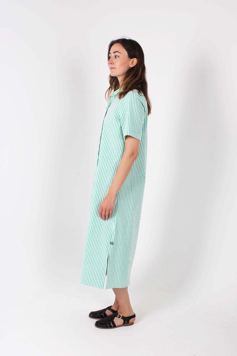 Danepippi SS Heavy Seersucker Dress Green/Chalk