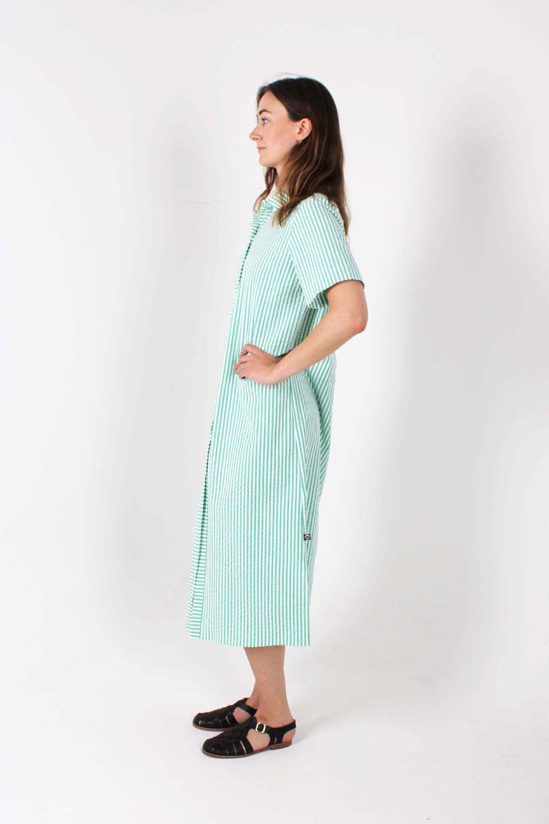 Danepippi SS Heavy Seersucker Dress Green/Chalk