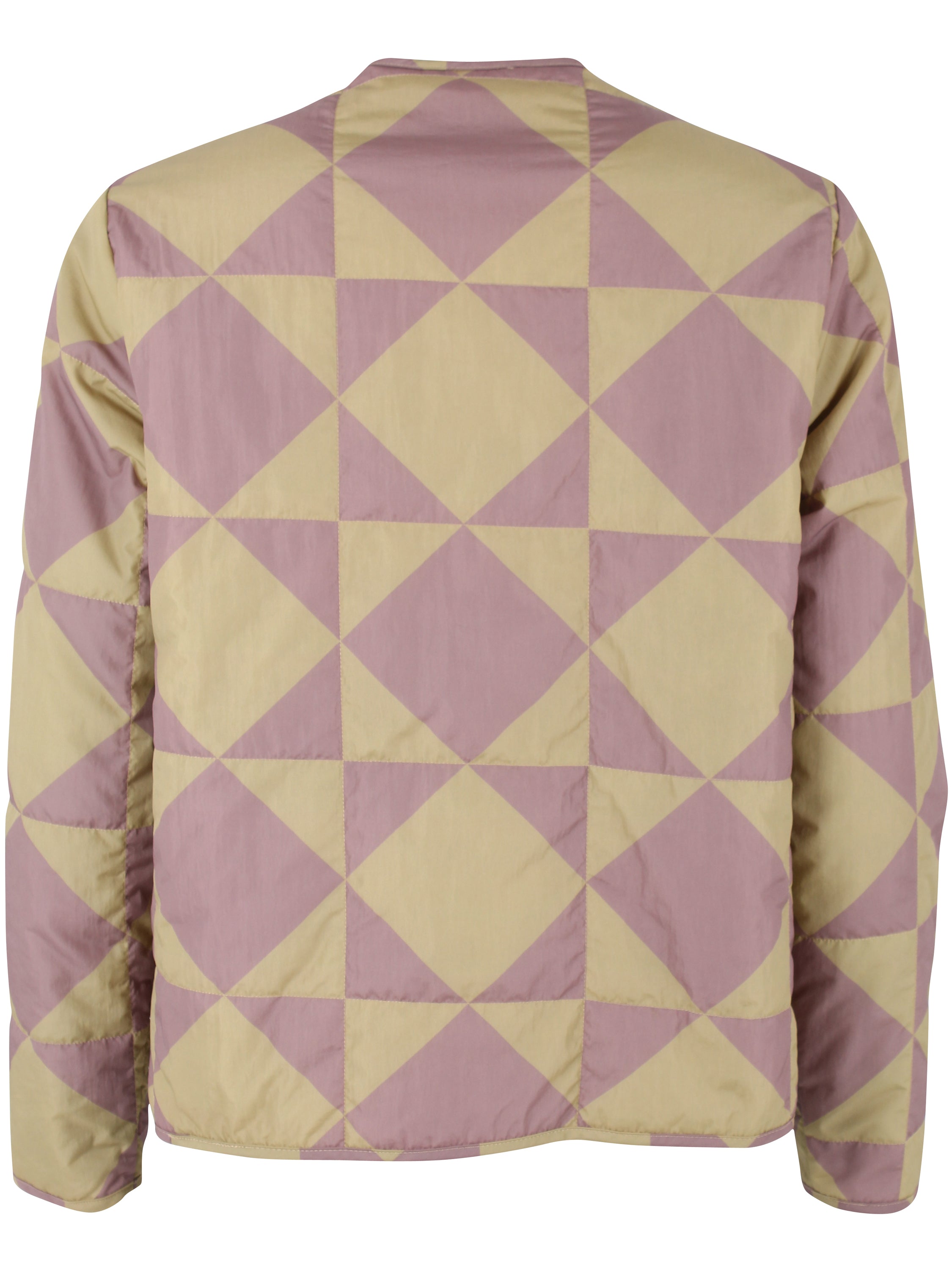 Fin quiltet termojakke med geometrisk mønster i beige og rosa til kvinder