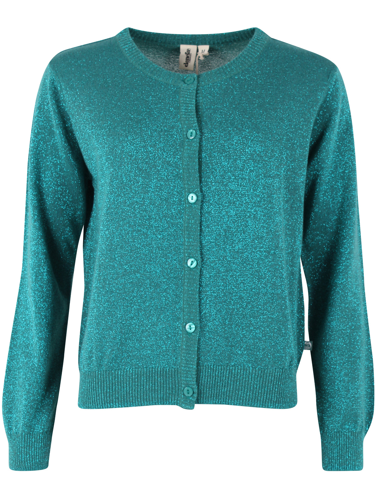 Fin cardigan med glitter i blågrøn nuance til kvinder