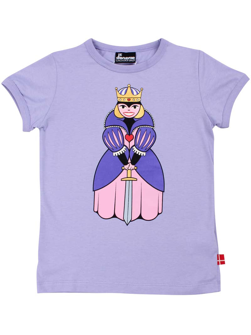 Sød lilla t-shirt i bomuld til børn med print af dronning
