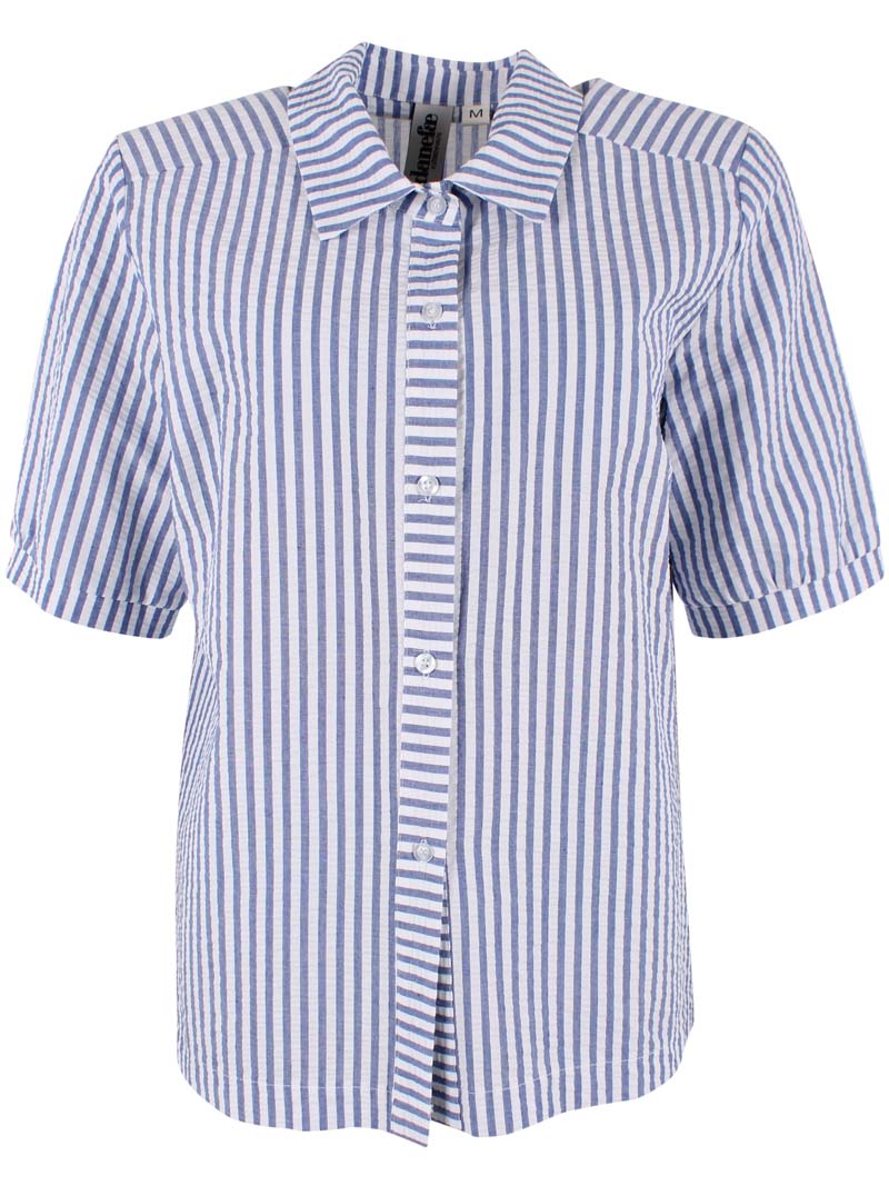 Fin bæk og bølge skjorte med striber i blå og hvid til kvinder