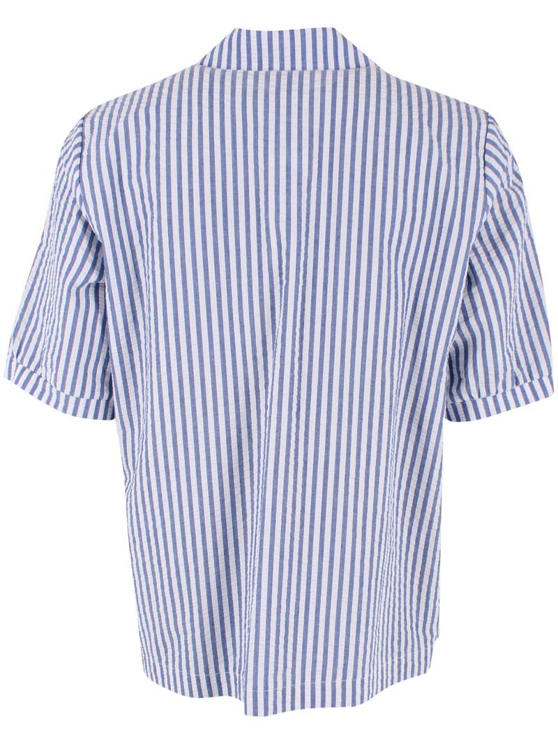 Fin bæk og bølge skjorte med striber i blå og hvid til kvinder